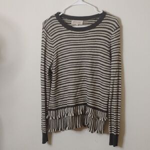 Philosophy Striped Charcoal and Cream Women's Top